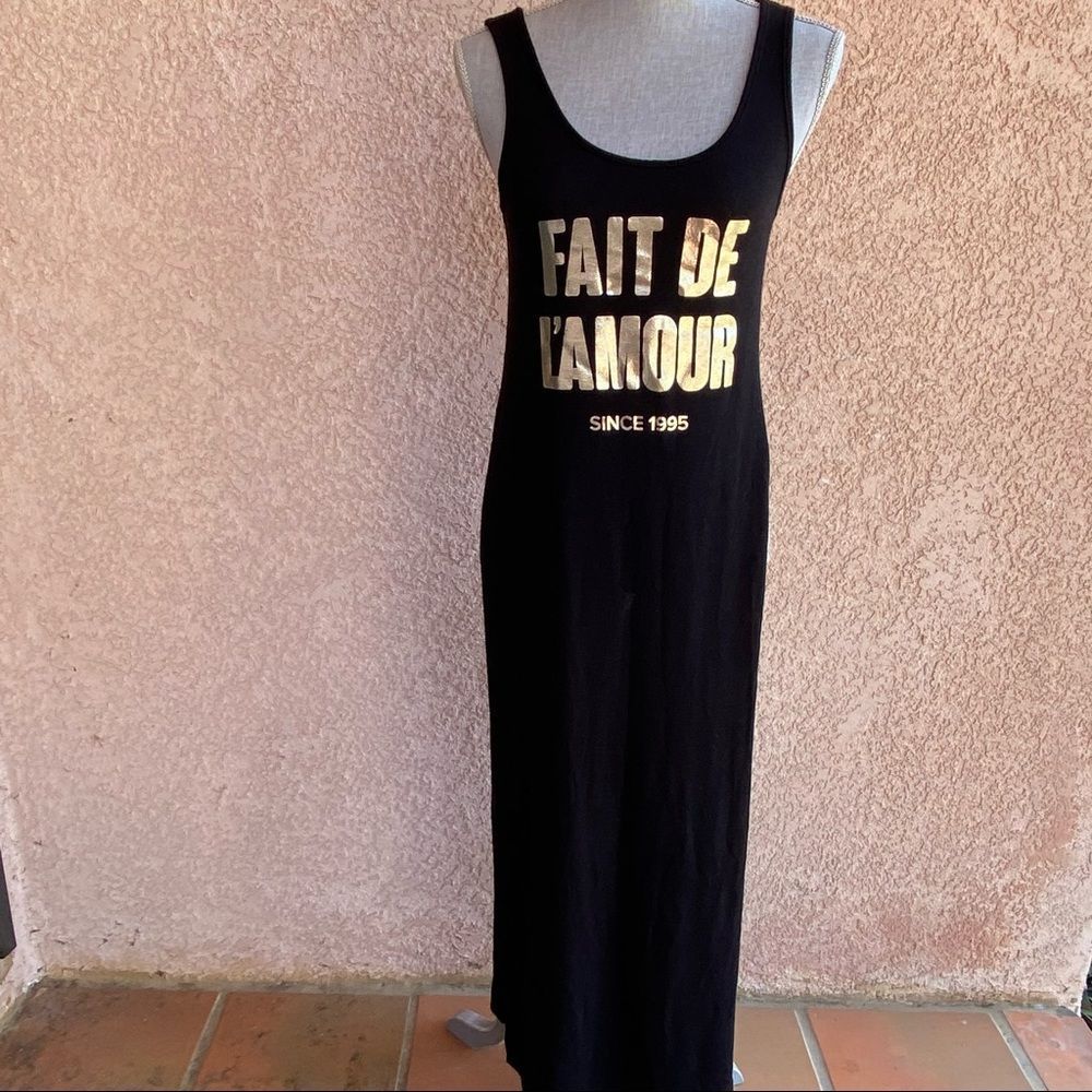 Forever 21 maxi dress or swim coverup black gold size medium FAIT DE L'AMOUR